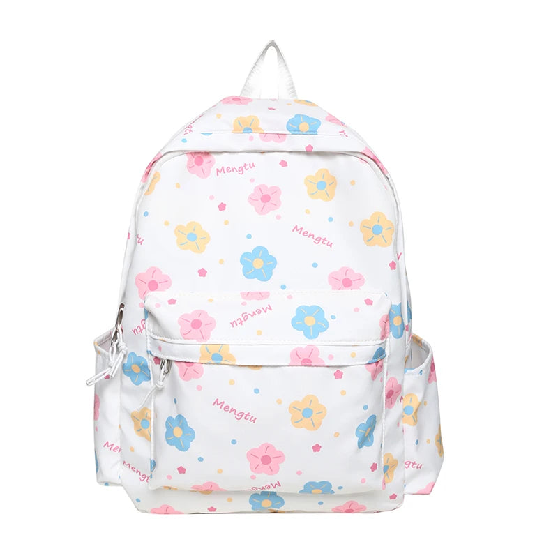 Lady Trendy Cute Cartoon Printing College Backpack New Girl Travel Nylon Book Bag Female Laptop Fashion Women Kawaii School Bags