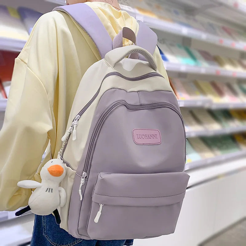Lady Trendy Purple Waterproof High Capacity Female Travel Book Bag Girl Laptop College Backpack Fashion Women Leisure School Bag