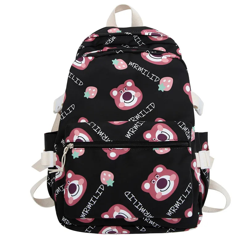 Lady Waterproof Cartoon Printing Nylon Book Bag Cute Female Laptop College Backpack Girl Travel Leisure School Bag Fashion Women