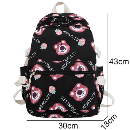 Lady Waterproof Cartoon Printing Nylon Book Bag Cute Female Laptop College Backpack Girl Travel Leisure School Bag Fashion Women