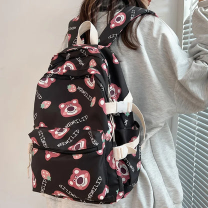 Lady Waterproof Cartoon Printing Nylon Book Bag Cute Female Laptop College Backpack Girl Travel Leisure School Bag Fashion Women