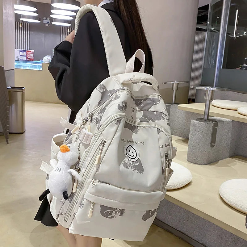 Lady Waterproof Kawaii College Backpack Girl Travel Trendy Nylon Book Bag Women School Fashion Laptop Female Leisure Student Bag