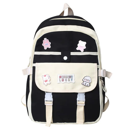 Lady Waterproof Leisure Book Bag Badge Women Trendy Backpack Female Cute Travel School Bags Girl Laptop College Backpack Fashion