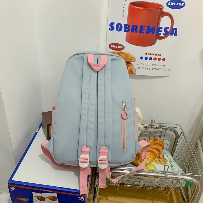 Lady Waterproof Leisure Book Bag Badge Women Trendy Backpack Female Cute Travel School Bags Girl Laptop College Backpack Fashion