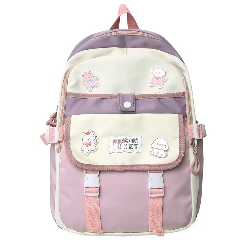 Lady Waterproof Leisure Book Bag Badge Women Trendy Backpack Female Cute Travel School Bags Girl Laptop College Backpack Fashion