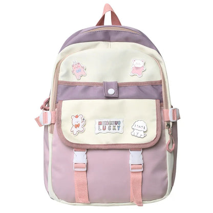 Lady Waterproof Leisure Book Bag Badge Women Trendy Backpack Female Cute Travel School Bags Girl Laptop College Backpack Fashion