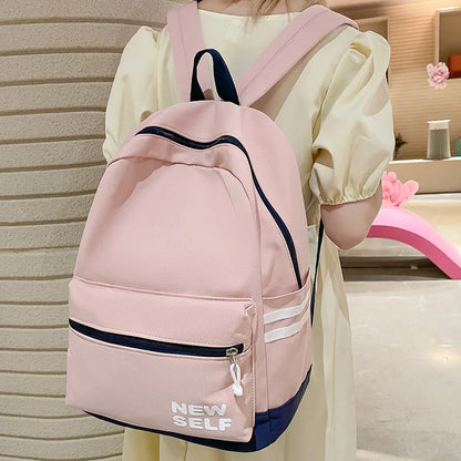 Lady White Nylon Laptop Teen College Backpack Women Cute School Bag Fashion Girl Travel Book Backpack Trendy Female Student Bags