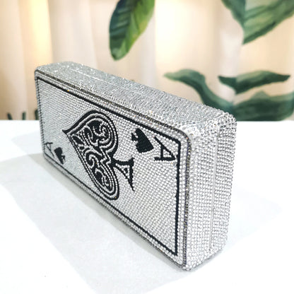 Lady White Rhinestone Clutch Purse Luxury Ladies Party Purses Fashion Women Square Shape Gemstone Handbags Female Prom Gift Bags