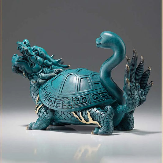 Lage  TOP grade Good LUCK Auspicious talisman brass Sculpture Home office Decor ART XUAN WU Dragon turtle snake statue