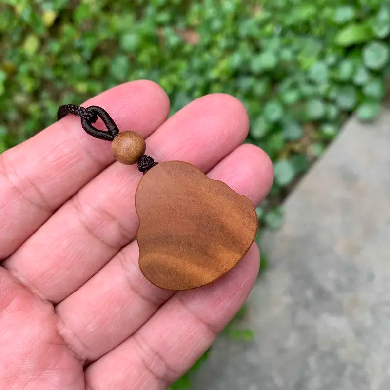 Laoshan Sandalwood Pendant Maitreya Buddha Pendant Crafts Women's  Buddha Gong Pendant Laughing Buddha Wood Carving  necklace