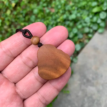 Laoshan Sandalwood Pendant Maitreya Buddha Pendant Crafts Women's  Buddha Gong Pendant Laughing Buddha Wood Carving  necklace