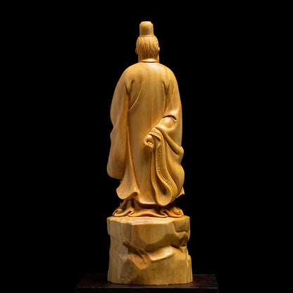 Laozi 21cm Chinese Boxwood Carved Characters Historical Poets Ornaments Christmas Gift Home Decoration
