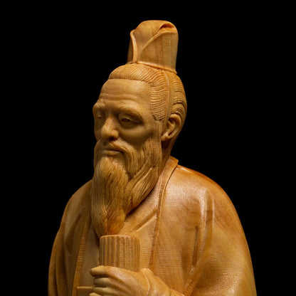 Laozi 21cm Chinese Boxwood Carved Characters Historical Poets Ornaments Christmas Gift Home Decoration