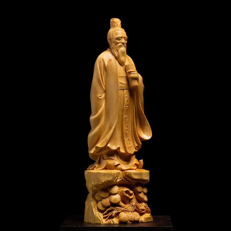 Laozi 21cm Chinese Boxwood Carved Characters Historical Poets Ornaments Christmas Gift Home Decoration