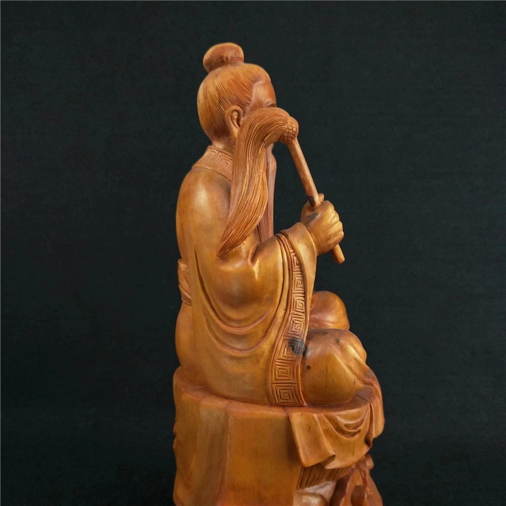 Laozi-Root Carving Home Decoration 25CM Wooden Taoism Figure Office Supplies Wood Ornaments