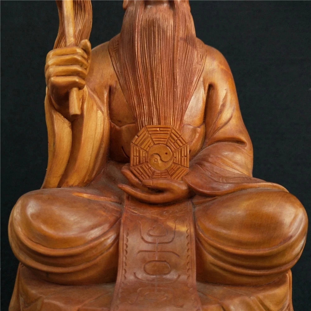 Laozi-Root Carving Home Decoration 25CM Wooden Taoism Figure Office Supplies Wood Ornaments