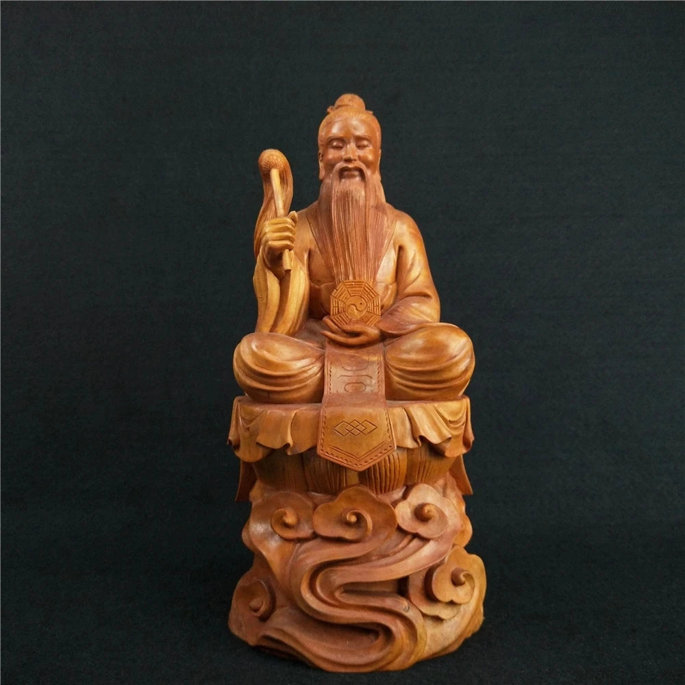 Laozi-Root Carving Home Decoration 25CM Wooden Taoism Figure Office Supplies Wood Ornaments