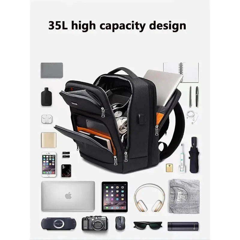 Laptop Backpack 18in Business LeisureTravel Backpacks with USB Port Large Capacity Work Computer Bags for Women Men (Black-C)