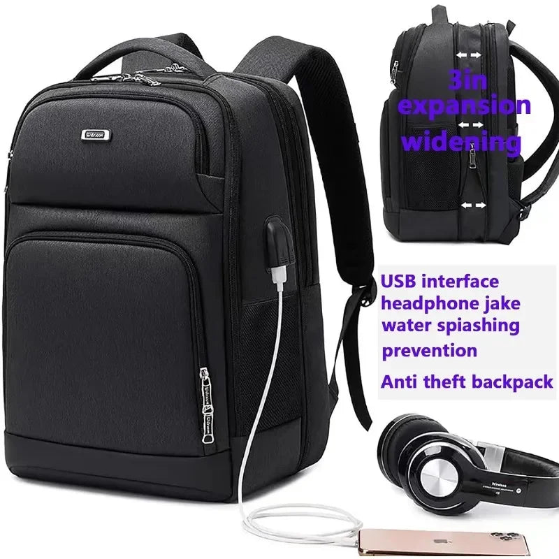 Laptop Backpack 18in Business LeisureTravel Backpacks with USB Port Large Capacity Work Computer Bags for Women Men (Black-C)