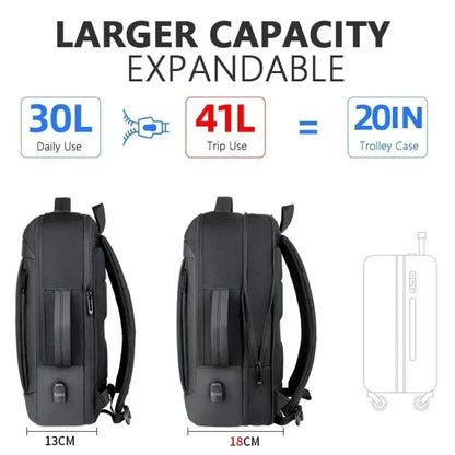 Laptop Backpack Men Expandable Waterproof Bags Notebook 16 17 Inch Charging Men\'s  Business Black Multifunction Work Backpacks