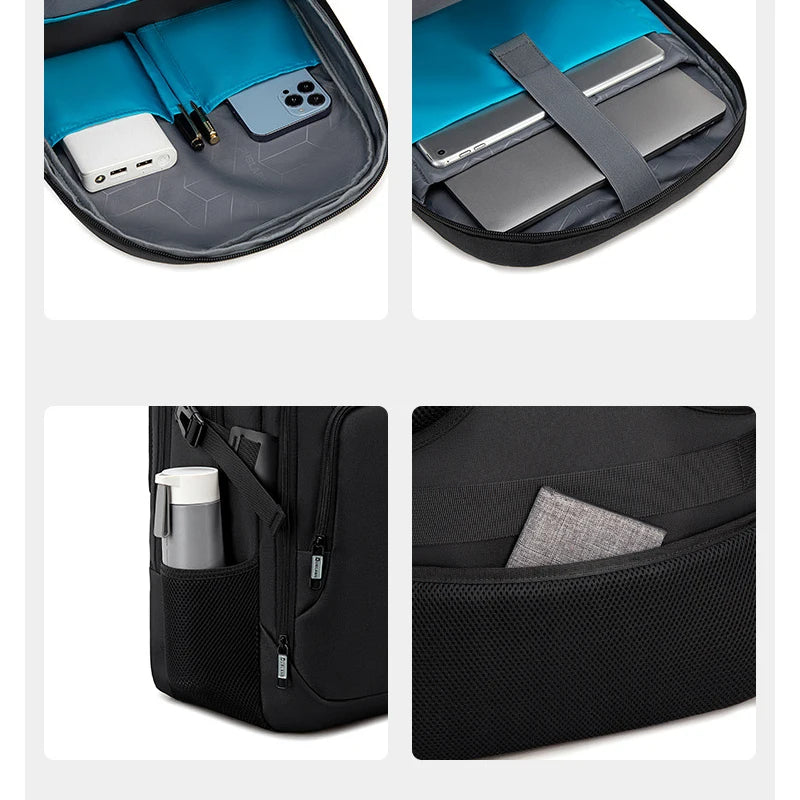 Laptop Backpack for Men Trendy Capacity Casual USB Port Schoolbag Business Backpacks Oxford Wear-resistant Waterproof Travel Bag