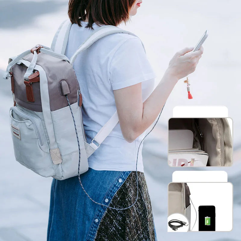 Laptop Backpack for Women 14 15 Inch Laptop Bag with USB Port, Fashion Waterproof School Bag College Backpack