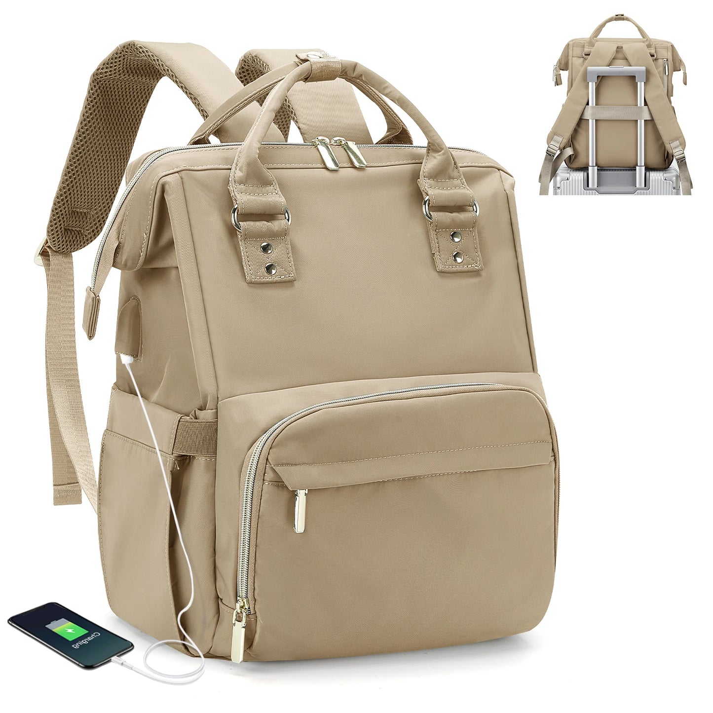 Laptop Backpack for Women Water Resistant Travel Work Backpacks Purse Stylish Business Teacher Nurse Computer Bag with USB Port
