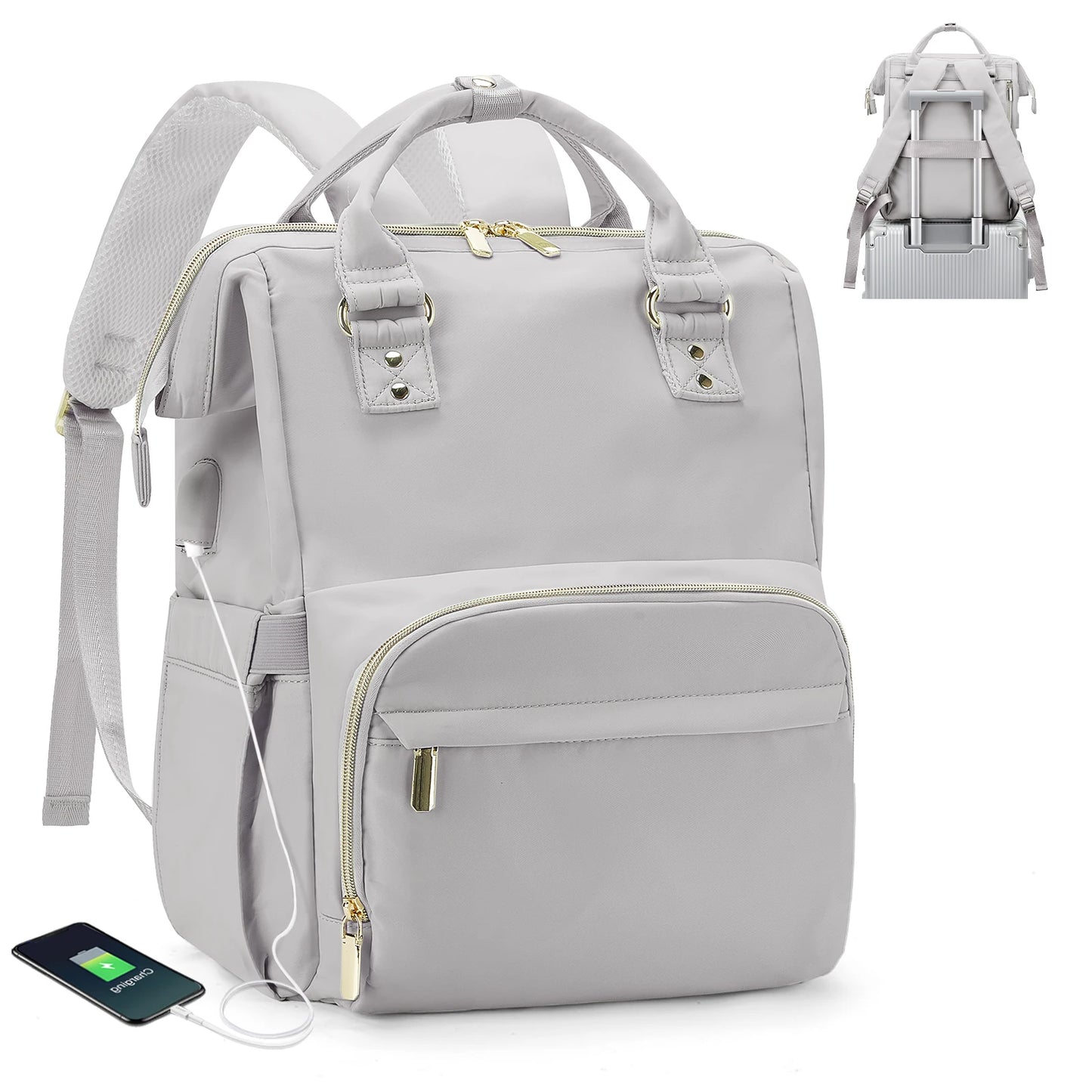 Laptop Backpack for Women Water Resistant Travel Work Backpacks Purse Stylish Business Teacher Nurse Computer Bag with USB Port