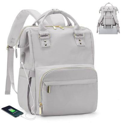 Laptop Backpack for Women Water Resistant Travel Work Backpacks Purse Stylish Business Teacher Nurse Computer Bag with USB Port