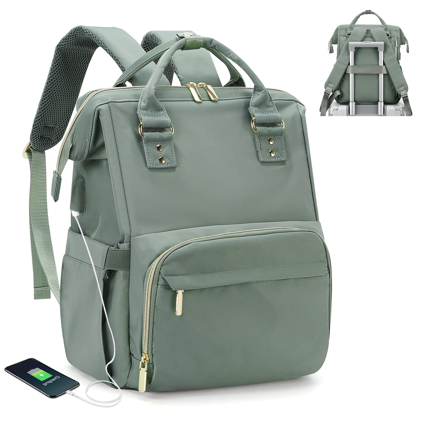 Laptop Backpack for Women Water Resistant Travel Work Backpacks Purse Stylish Business Teacher Nurse Computer Bag with USB Port
