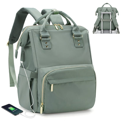 Laptop Backpack for Women Water Resistant Travel Work Backpacks Purse Stylish Business Teacher Nurse Computer Bag with USB Port