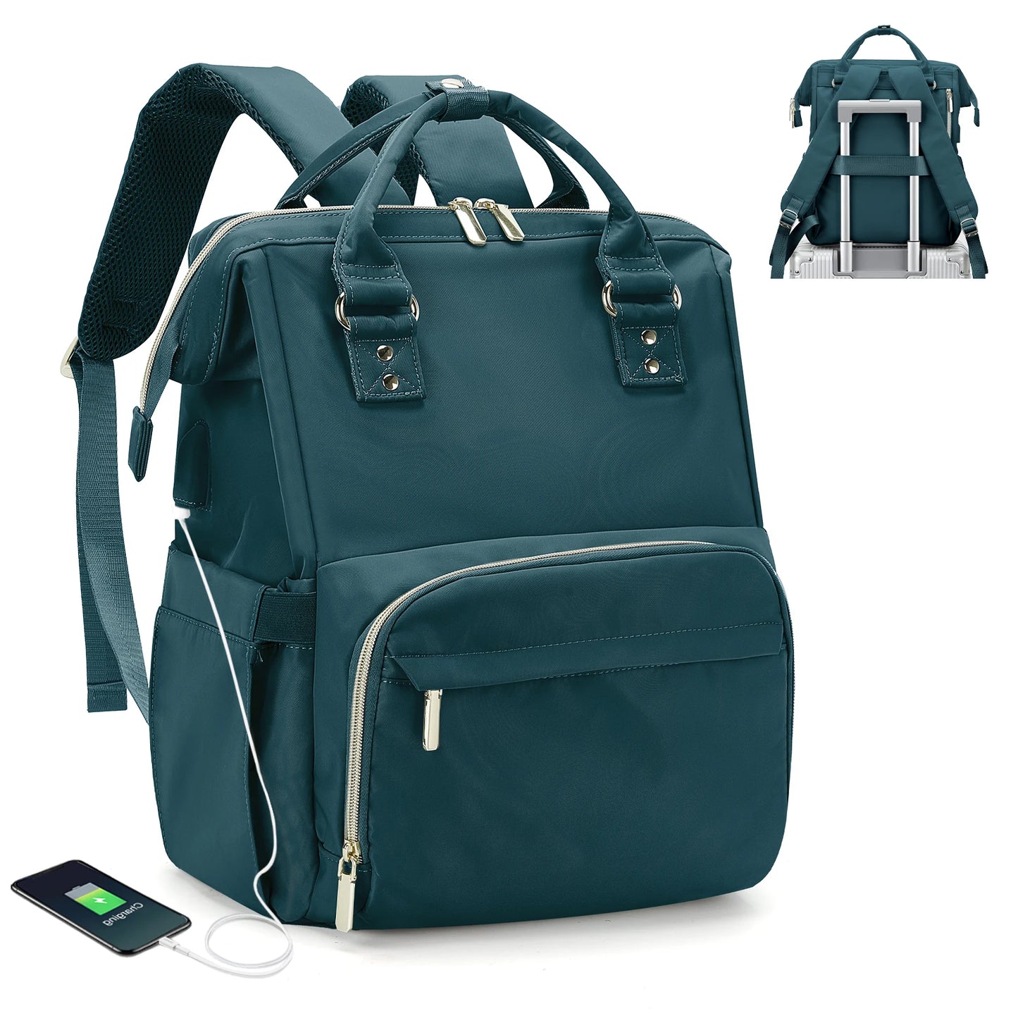 Laptop Backpack for Women Water Resistant Travel Work Backpacks Purse Stylish Business Teacher Nurse Computer Bag with USB Port