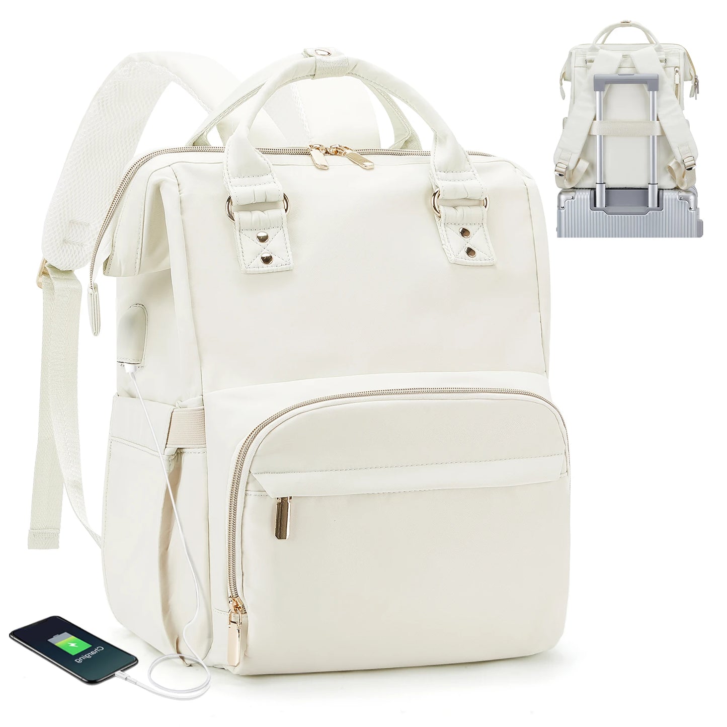 Laptop Backpack for Women Water Resistant Travel Work Backpacks Purse Stylish Business Teacher Nurse Computer Bag with USB Port