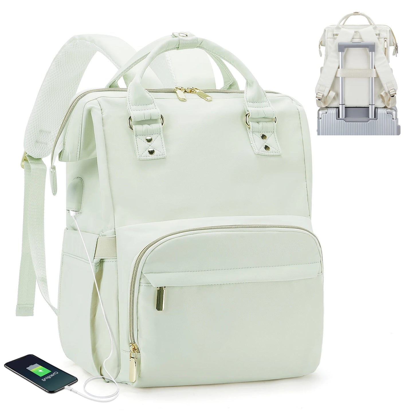 Laptop Backpack for Women Water Resistant Travel Work Backpacks Purse Stylish Business Teacher Nurse Computer Bag with USB Port