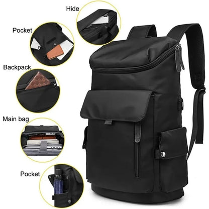 Laptop Casual Backpack for Men 17 Inch,Slim Waterproof Travel Rucksack with USB Charging Port,Anti-Theft Large Work Computer Bag