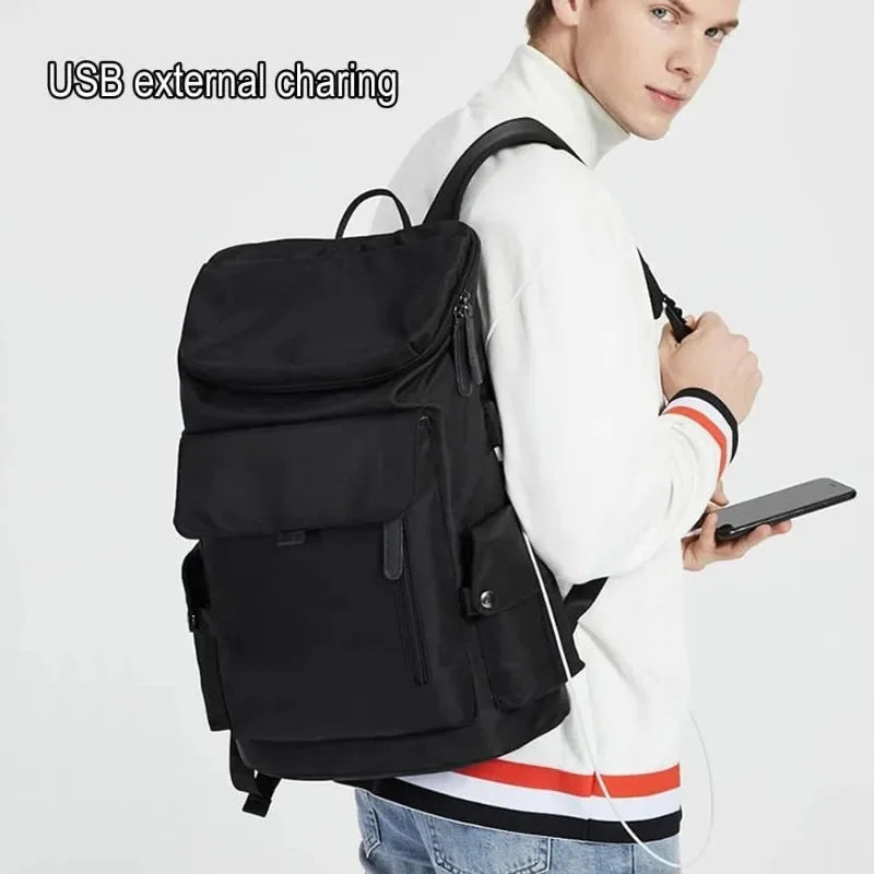 Laptop Casual Backpack for Men 17 Inch,Slim Waterproof Travel Rucksack with USB Charging Port,Anti-Theft Large Work Computer Bag