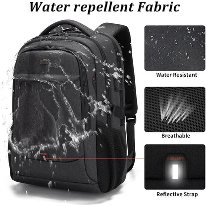 Laptop For Men 17.3''Large Capacity USB Port Business Backpack Oxford Wear-resistant Waterproof Travel Bag