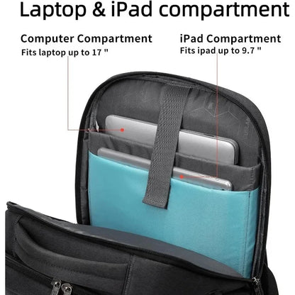 Laptop For Men 17.3''Large Capacity USB Port Business Backpack Oxford Wear-resistant Waterproof Travel Bag