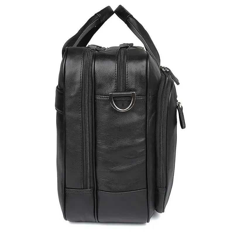 Large 15.6 inch Laptop Briefcase Men Genuine Leather Handbag Designer Fashion Male Travel Men's Cow Messenger Shoulder Bag