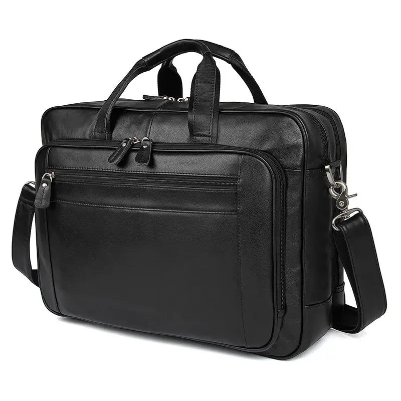 Large 15.6 inch Laptop Briefcase Men Genuine Leather Handbag Designer Fashion Male Travel Men's Cow Messenger Shoulder Bag