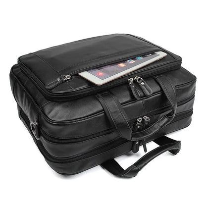 Large 15.6 inch Laptop Briefcase Men Genuine Leather Handbag Designer Fashion Male Travel Men's Cow Messenger Shoulder Bag