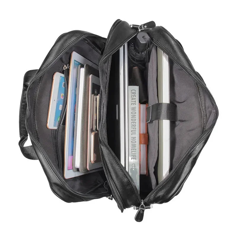 Large 15.6 inch Laptop Briefcase Men Genuine Leather Handbag Designer Fashion Male Travel Men's Cow Messenger Shoulder Bag