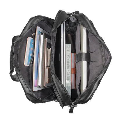 Large 15.6 inch Laptop Briefcase Men Genuine Leather Handbag Designer Fashion Male Travel Men's Cow Messenger Shoulder Bag