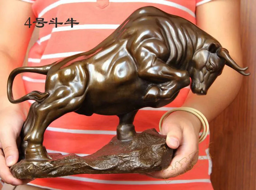 Large 2023 HOME Store GOOD FENG SHUI Bronze carving Prosperous Auspicious GOOD LUCK Wall Street Fortune Bull Mascot Decoration