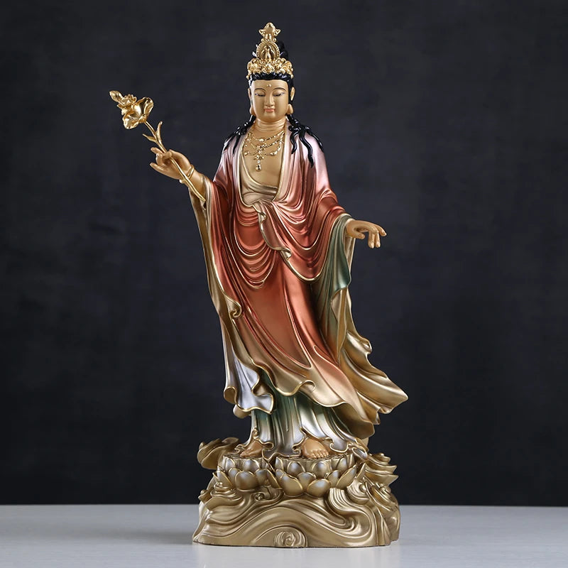 Large 3P Asia high grade Buddha statue HOME shrine protection Buddhism XI FANG SANSHENG brass Guan yin Amitabha Mahasthamaprapta