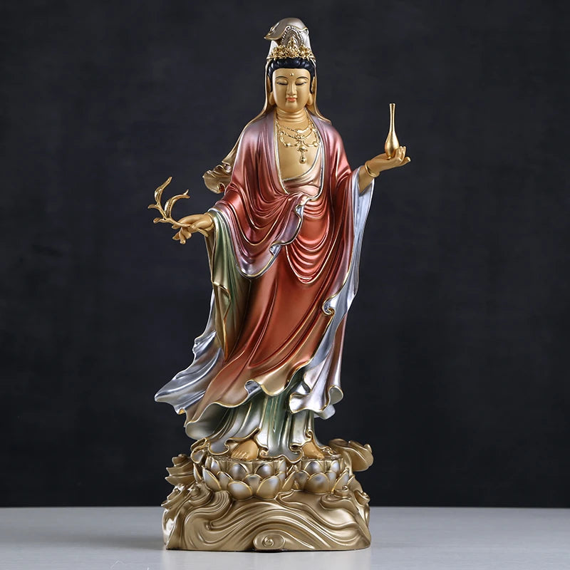 Large 3P Asia high grade Buddha statue HOME shrine protection Buddhism XI FANG SANSHENG brass Guan yin Amitabha Mahasthamaprapta