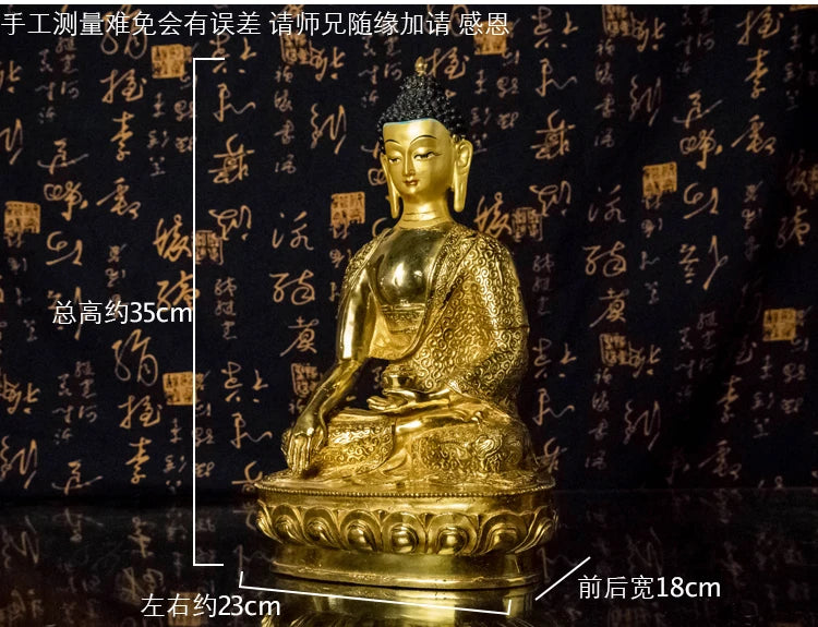 Large 3PCS -Wholesale buddha statue Nepal Tibetan Buddhism Amitabha Amitayus Sakyamuni the Medicine Buddhas Gold-plated statue