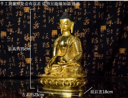 Large 3PCS -Wholesale buddha statue Nepal Tibetan Buddhism Amitabha Amitayus Sakyamuni the Medicine Buddhas Gold-plated statue