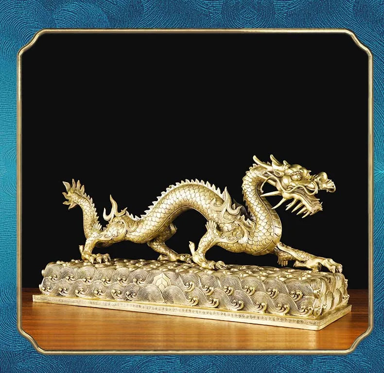 Large Asia royal supernatural Dragon statue home Patron saint Company thriving business Money good luck brass Sculpture