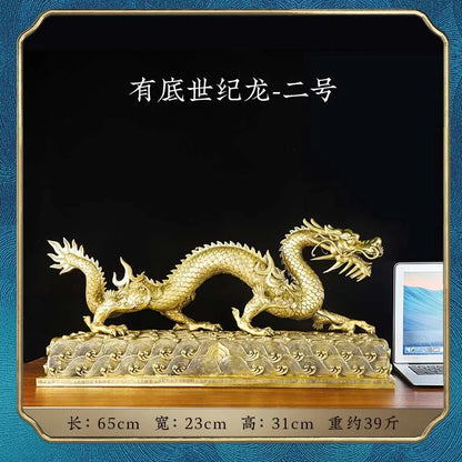 Large Asia royal supernatural Dragon statue home Patron saint Company thriving business Money good luck brass Sculpture